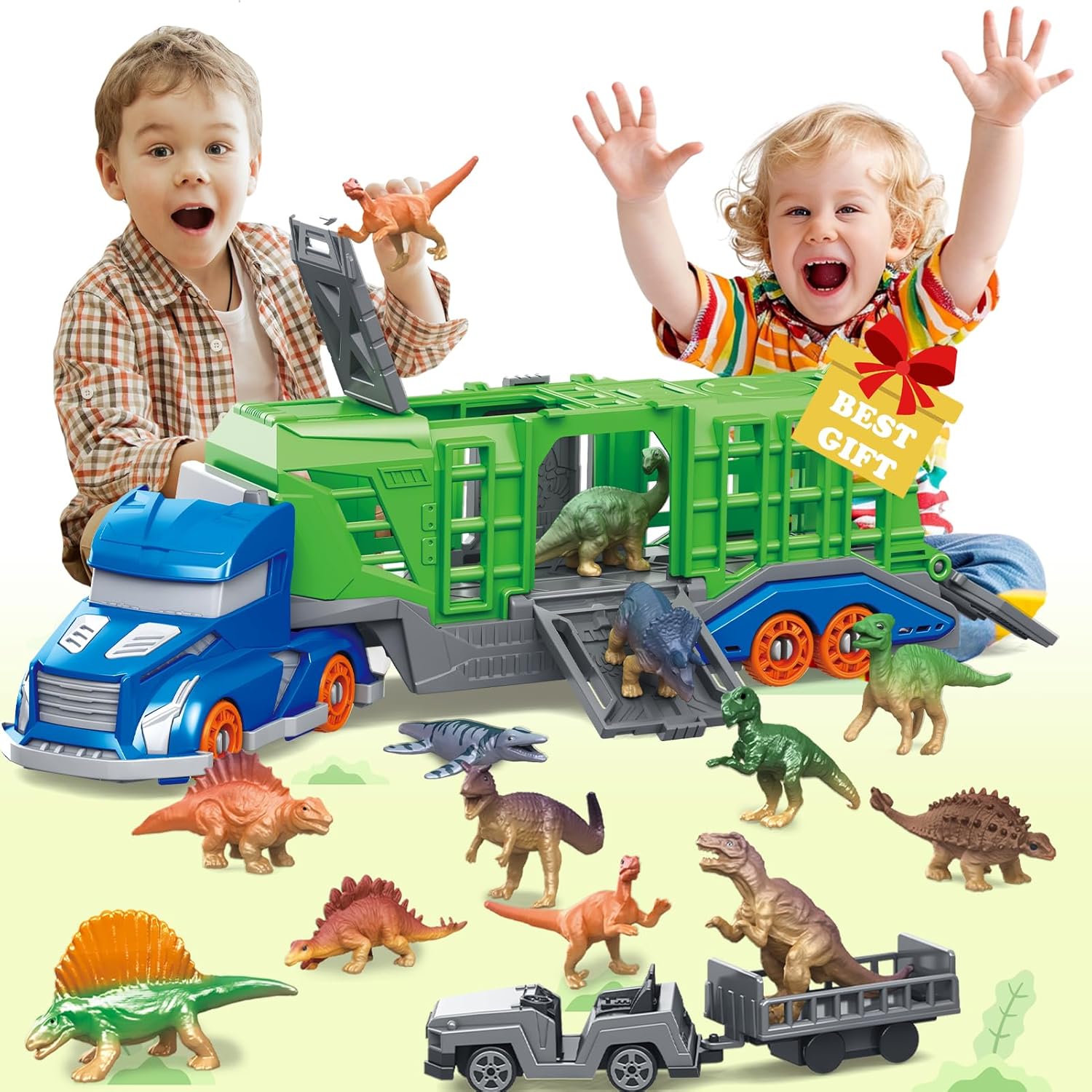 Kids Toys Dinosaur - Ensemble de jouets de transport d'animaux