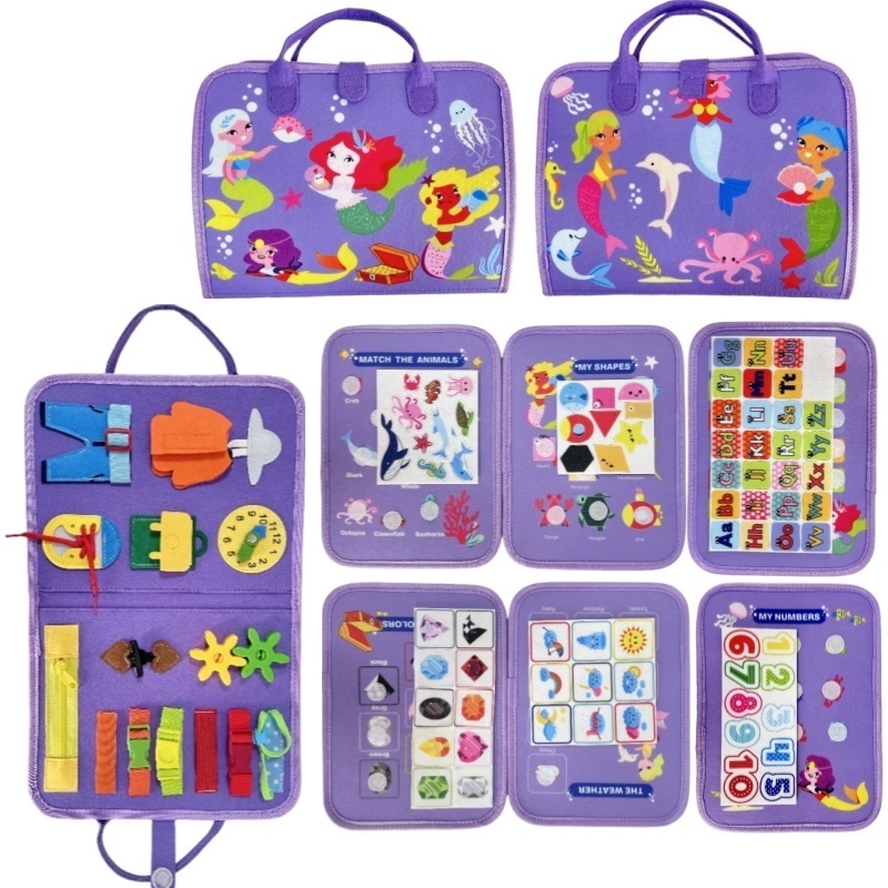 Kids Zip Toys - Tableau d'activités sensorielles en feutre Sirène