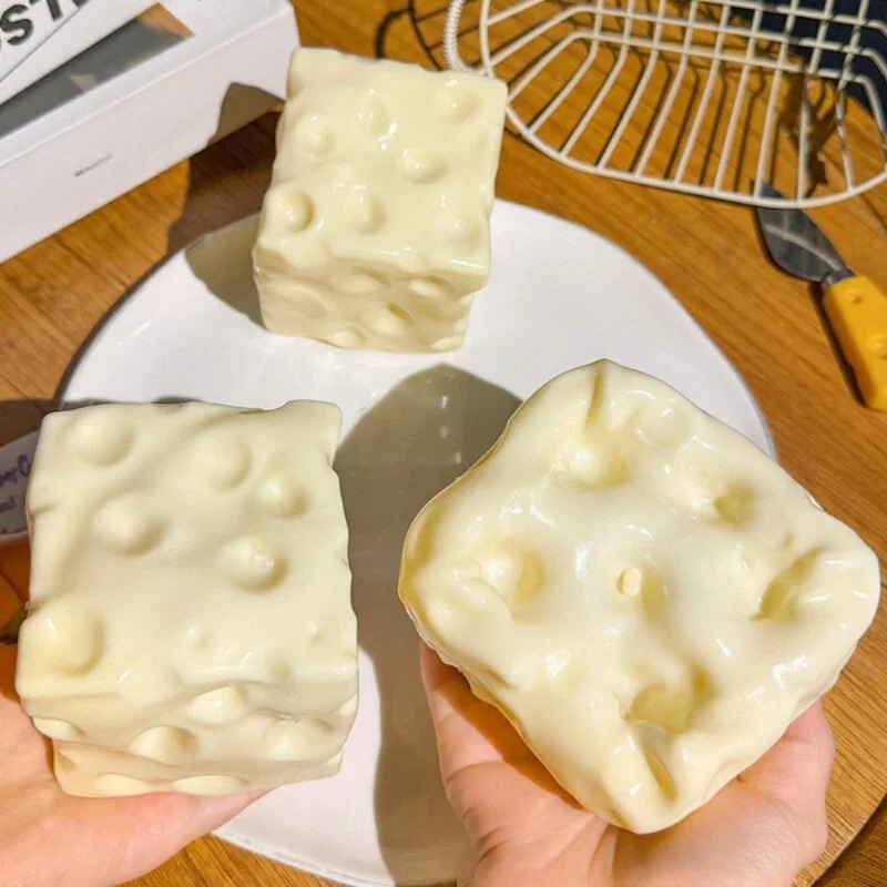 Sensory Fidget Toys - Taba Squishy Cheese Cube, Balle Anti-Stress