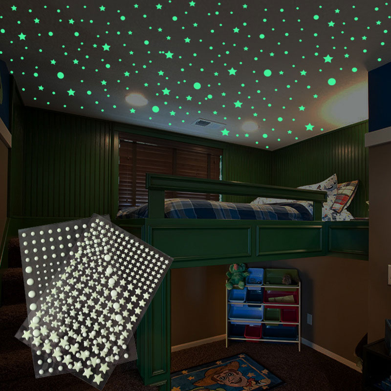 Glow In Dark Stars - Autocollants muraux 3D Bubble Stars Dots