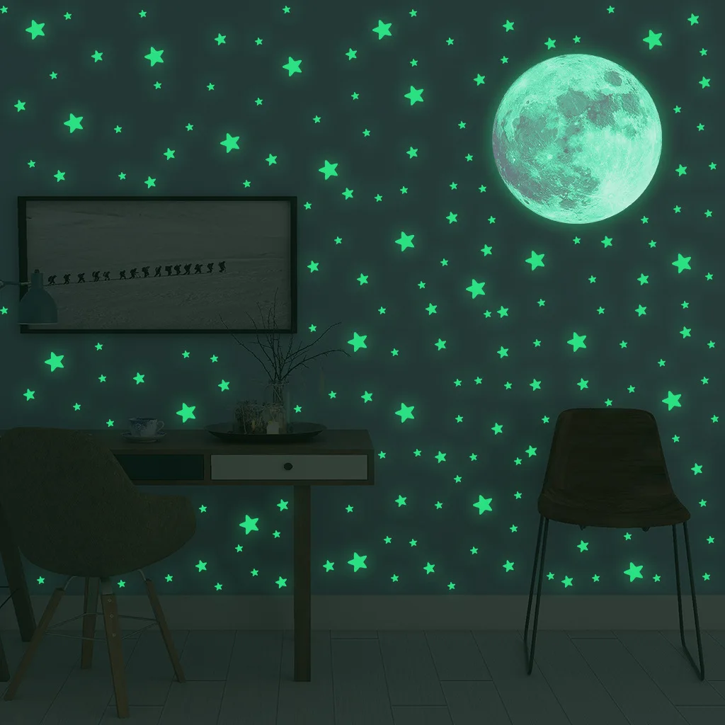 Glow In Dark Stars - Autocollants muraux étoiles et lune lumineux